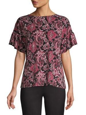 Michael Michael Kors Sweetheart Ruffle Sleeve Top