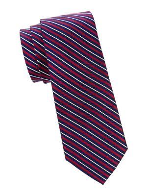 Black Brown Striped Silk Slim Tie