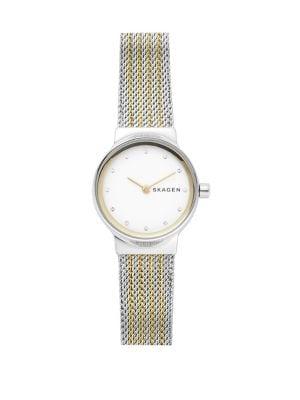 Skagen Freja Stainless Steel Stripe Mesh Bracelet Watch
