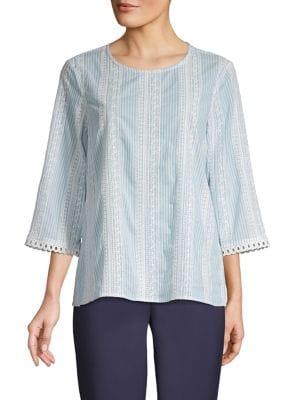 Karl Lagerfeld Paris Tapestry-stripe Poplin Blouse