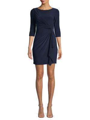 Eliza J Petite Three-quarter Ruched Sheath Dress