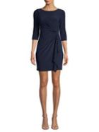 Eliza J Petite Three-quarter Ruched Sheath Dress
