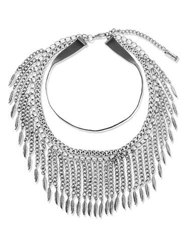 Steve Madden Chainlink And Leaf Collar Necklace