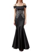 Mandalay Embroidered Cold Shoulder Mermaid Gown