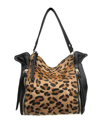 Chinese Laundry Abby Leopard Print Faux Fur And Leather Satchel