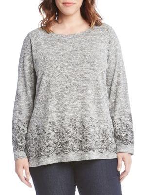 Karen Kane Plus Lace Border-print Sweater