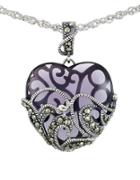 Lord & Taylor Marcasite Heart Pendant Necklace