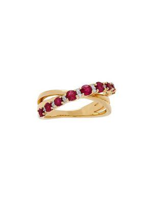 Lord & Taylor 14k Yellow Gold, Ruby & Diamond Ring