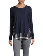 Two By Vince Camuto Long-sleeve Mix-media Top