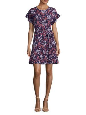 Michael Michael Kors Scattered Blooms Ruffle Wrap Dress