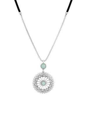 Lucky Brand Summer Chase Jade And Crystal Openwork Pendant Necklace