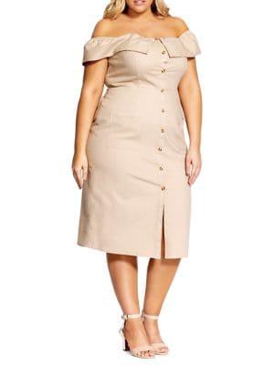 City Chic Plus Button Darling Dress