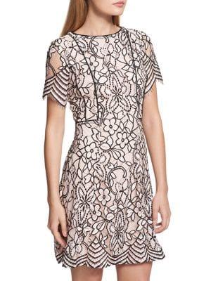 Kensie Dresses Two-tone Floral Lace A-line Dress