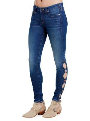 True Religion Halle Mid Rise Cutout Skinny Jeans