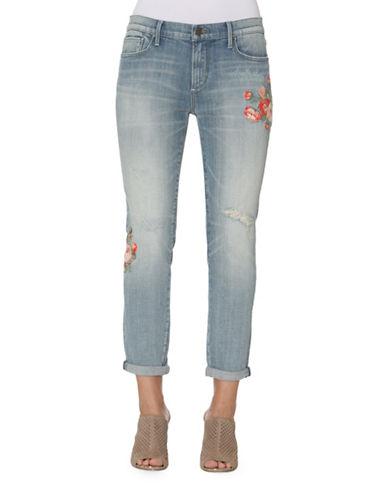 Driftwood Floral Embroidered Distressed Jeans