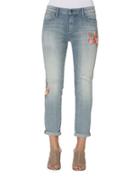 Driftwood Floral Embroidered Distressed Jeans