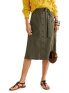 Mango Tied & Buttoned Linen-cotton Stripe Midi Skirt