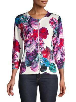Context Floral Zip Cardigan