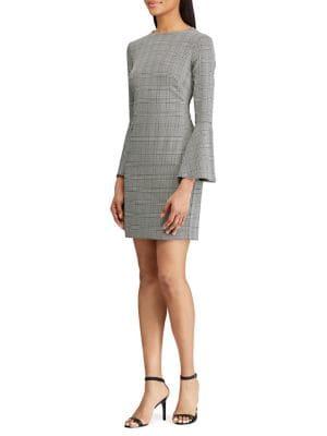 Lauren Ralph Lauren Glen Plaid Bell-sleeve Sheath Dress