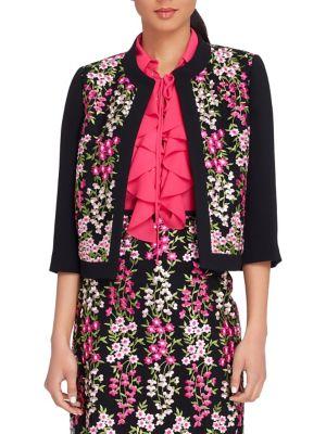 Tahari Arthur S. Levine Embroidered Floral Mesh-frame Jacket