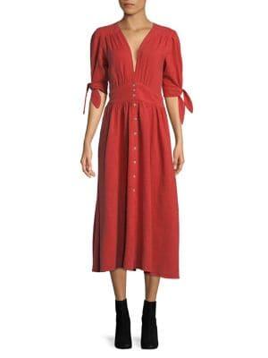 Free People Love Of My Life Deep V Midi Dress
