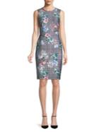 Calvin Klein Floral And Plaid Sleeveless Sheath Dress