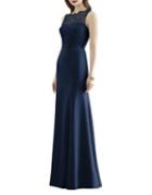 Dessy Collection Full Length Sleeveless Marquis Lace And Matte Chiffon Dress