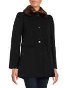 Kate Spade New York Faux Fur-trimmed Button-front Coat