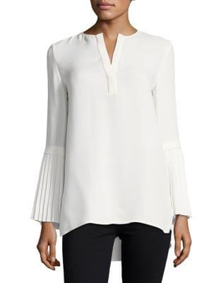 Lafayette 148 New York Shellie Silk-blend Bell-sleeve Blouse