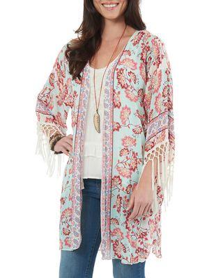Democracy Quarter-sleeve Open Front Kimono