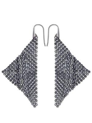 Swarovski Fit Silvertone And Crystal Drop Earrings