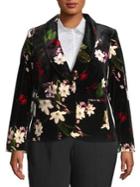 Calvin Klein Plus Floral Button Front Blazer