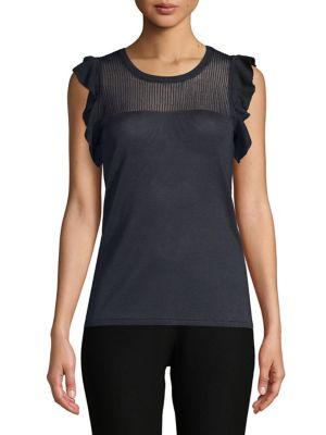 Ellen Tracy Ruffled Crewneck Top