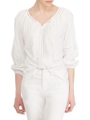Lauren Ralph Lauren Petite Petite Crinkled Cotton Top