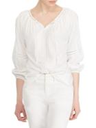 Lauren Ralph Lauren Petite Petite Crinkled Cotton Top