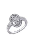 Sonatina Sterling Silver & 0.25 Tcw Diamond Vintage Oval-shaped Halo Ring