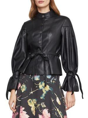 Bcbgmaxazria Faux Leather Pleated Sleeve Jacket