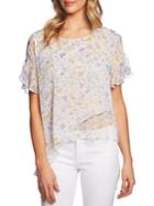 Cece Meadow Monet Ruffle Floral-print Cotton Top