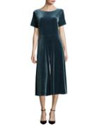 French Connection Short Sleeve Velvet Midi Dress