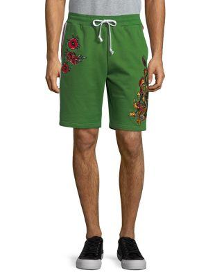 Reason Embroidered Rose And Dragon Shorts