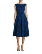 Betsey Johnson Floral-jacquard Midi Fit-and-flare Dress