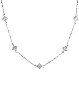 Sonatina 14k White Gold & Princess Cut Diamond Station Necklace
