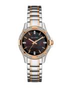 Bulova Ladies' Swarovski Crystal Black Dial Two-tone Watch, 98l219