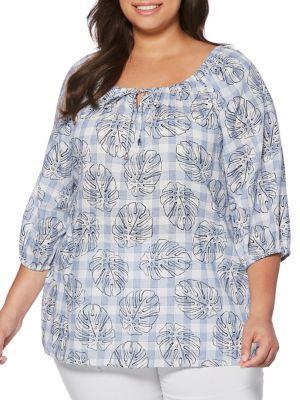 Rafaella Plus Palm Leaf-print Top