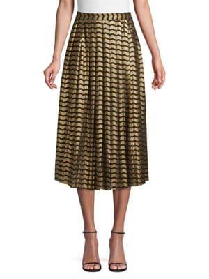 Michael Michael Kors Swing Stripe Pleated Skirt
