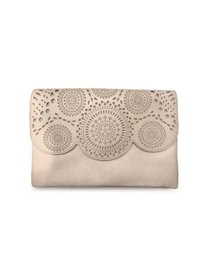 Violet Ray Scalloped Faux Leather Flapper Clutch