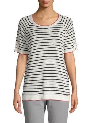 Calvin Klein Striped Short-sleeve Sweater