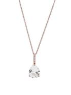 Lord & Taylor White Topaz And 14k Rose Gold Pear Pendant Necklace