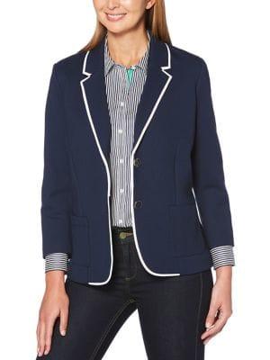 Rafaella Contrast-trimmed Cotton Blazer