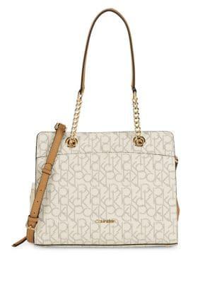 Calvin Klein Monogram Leather Chainlink Satchel